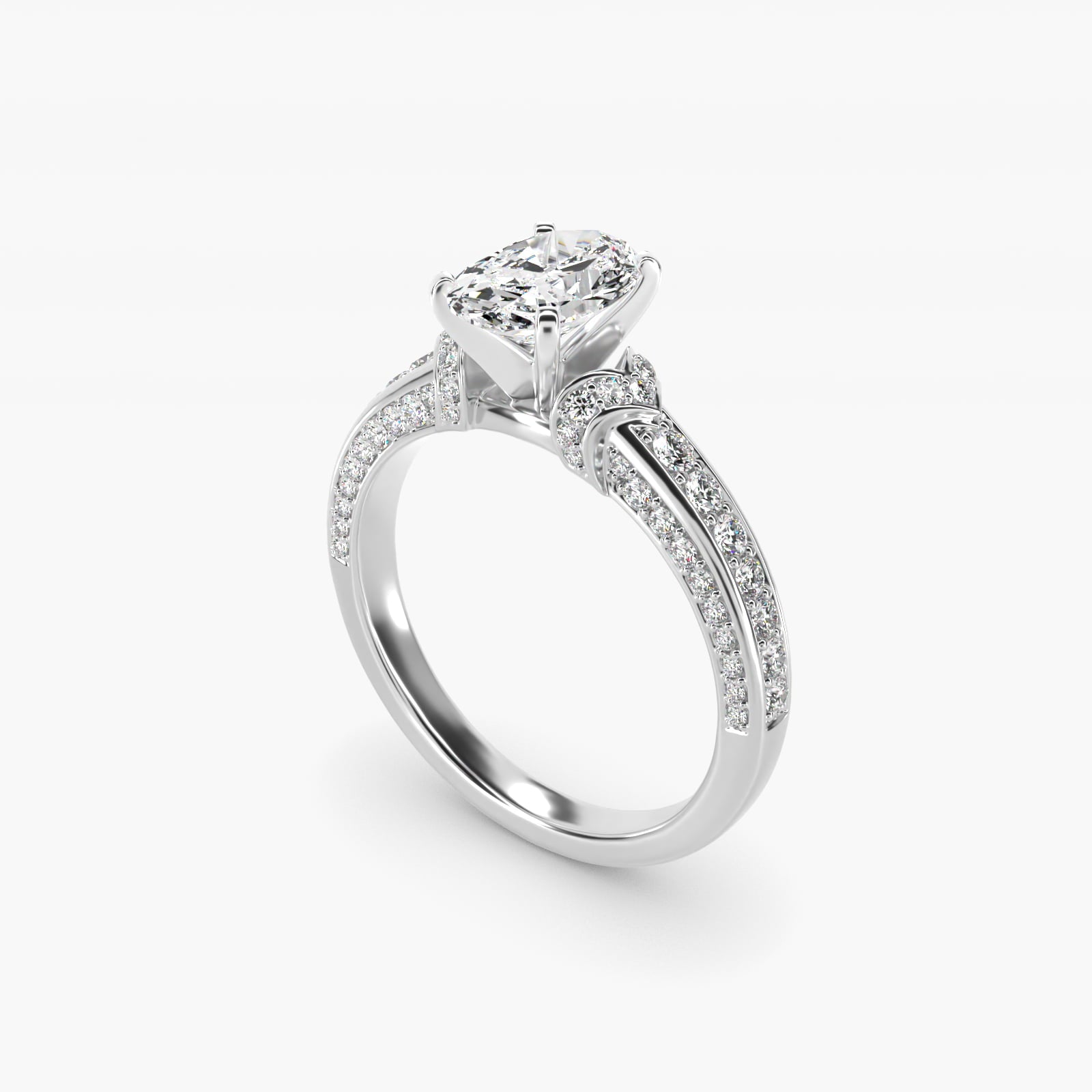 Blue Nile Studio Imperial MicropavŽ Diamond Engagement Ring in 14k White Gold (3/8 ct. tw.) - Oval Center