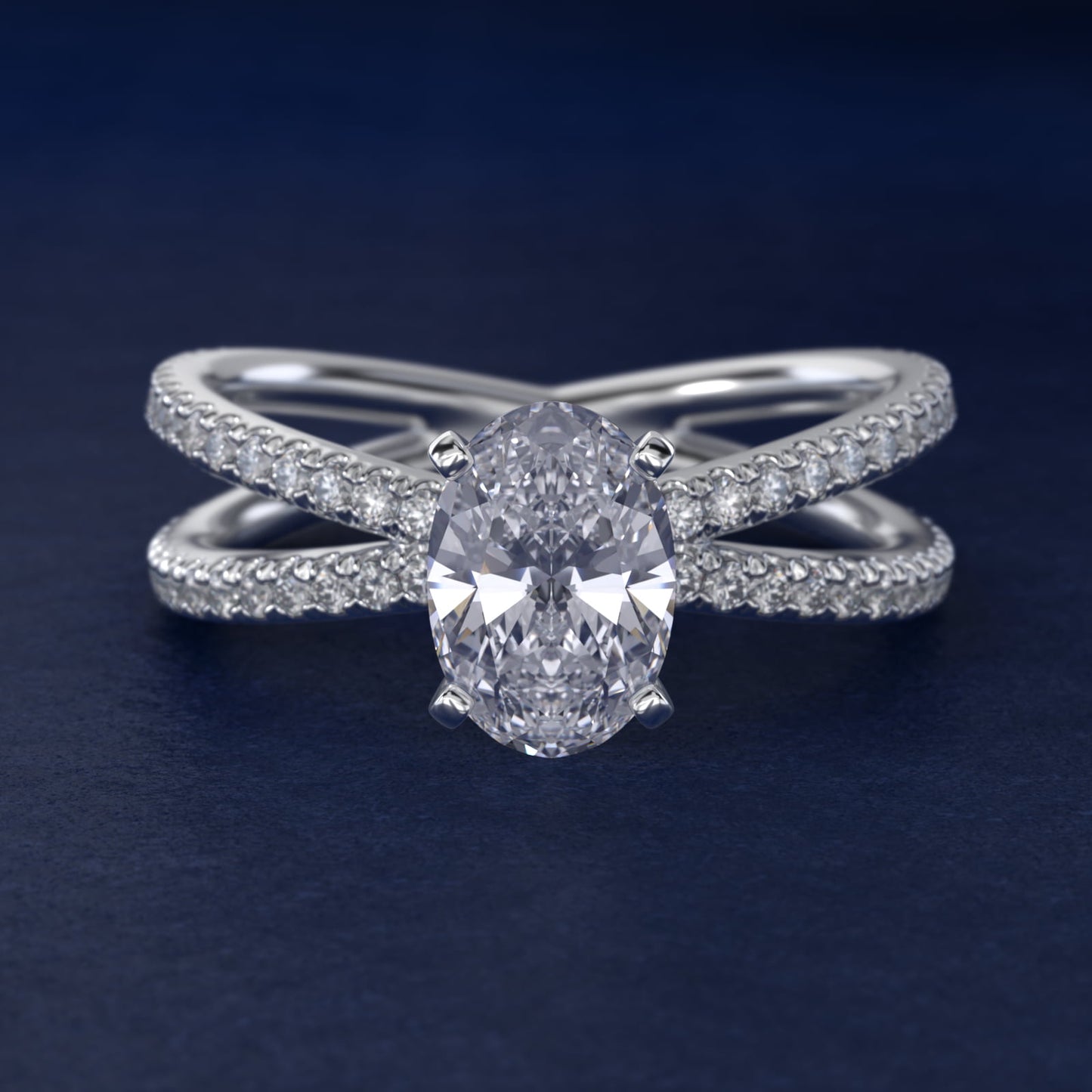 Blue Nile Studio Empress Diamond Engagement Ring in 18k White Gold (1/3 ct. tw.) - Oval Center