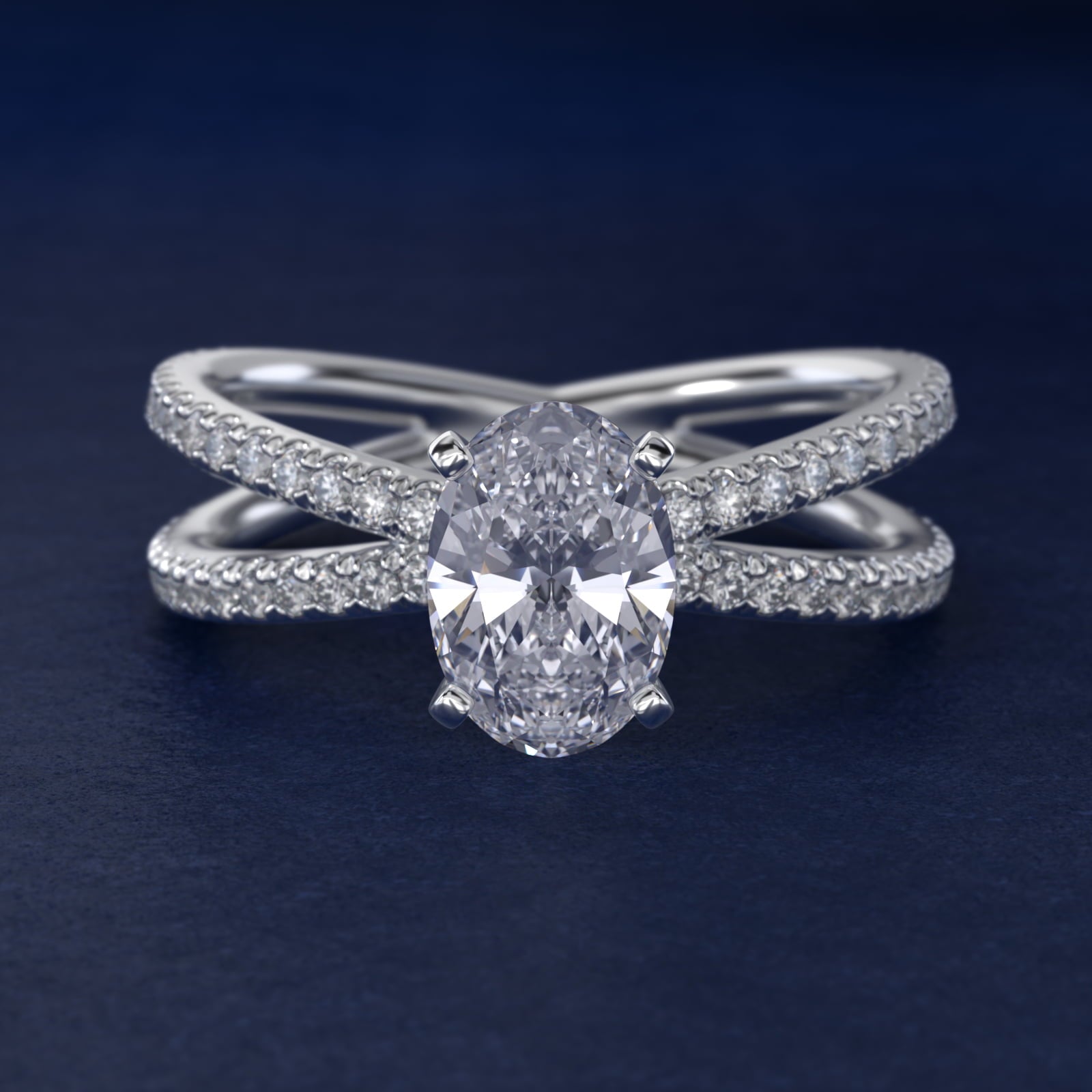 Blue Nile Studio Empress Diamond Engagement Ring in 18k White Gold (1/3 ct. tw.) - Oval Center