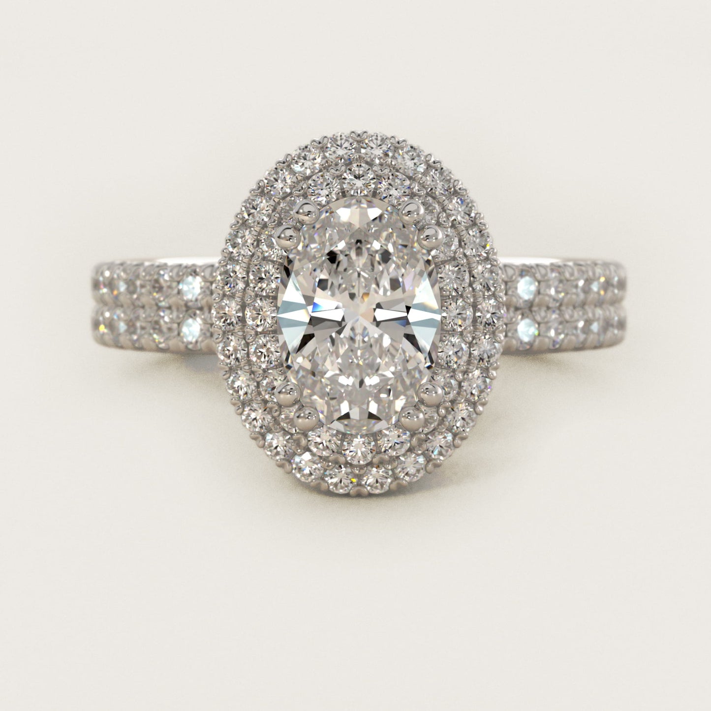 Blue Nile Studio Double Halo Gala Diamond Engagement Ring in 14k White Gold (7/8 ct. tw.) - Oval Center