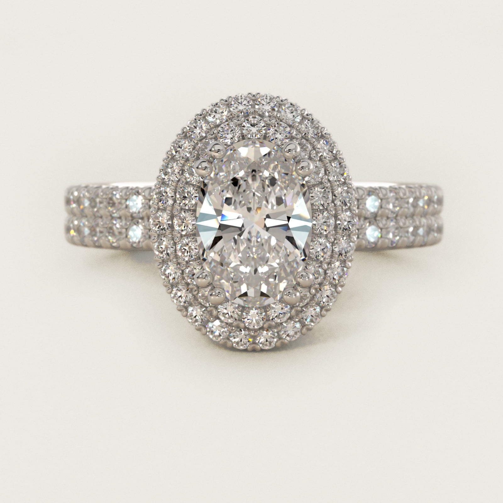 Blue Nile Studio Double Halo Gala Diamond Engagement Ring in 14k White Gold (7/8 ct. tw.) - Oval Center