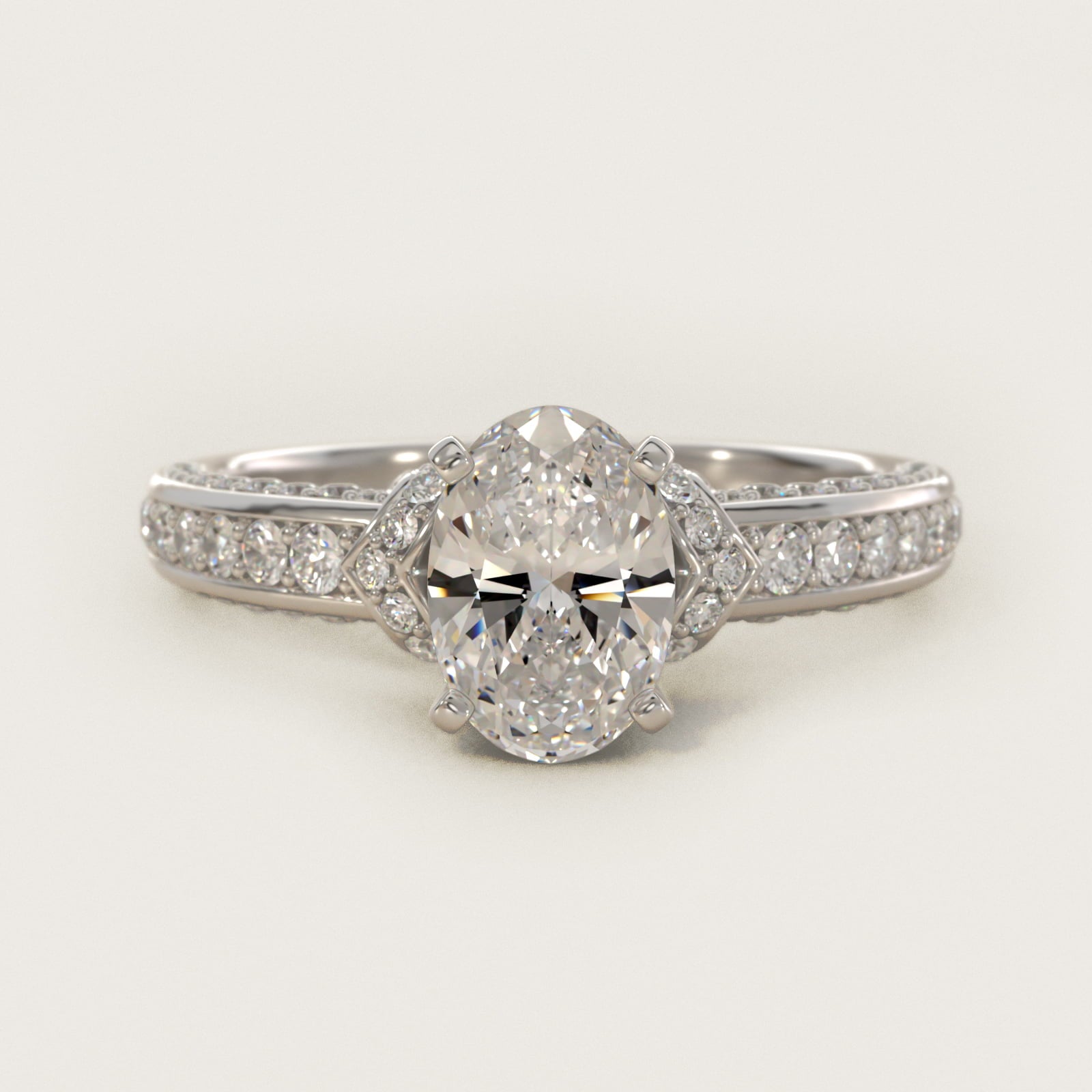 Blue Nile Studio Imperial MicropavŽ Diamond Engagement Ring in 14k White Gold (3/8 ct. tw.) - Oval Center