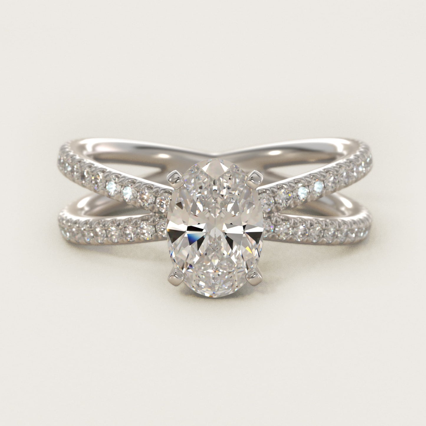 Blue Nile Studio Empress Diamond Engagement Ring in 18k White Gold (1/3 ct. tw.) - Oval Center