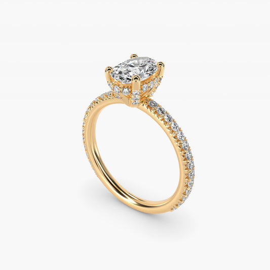 Blue Nile Studio Petite French PavŽ Crown Diamond Engagement Ring in 18k Yellow Gold (1/3 ct. tw.) - Oval Center