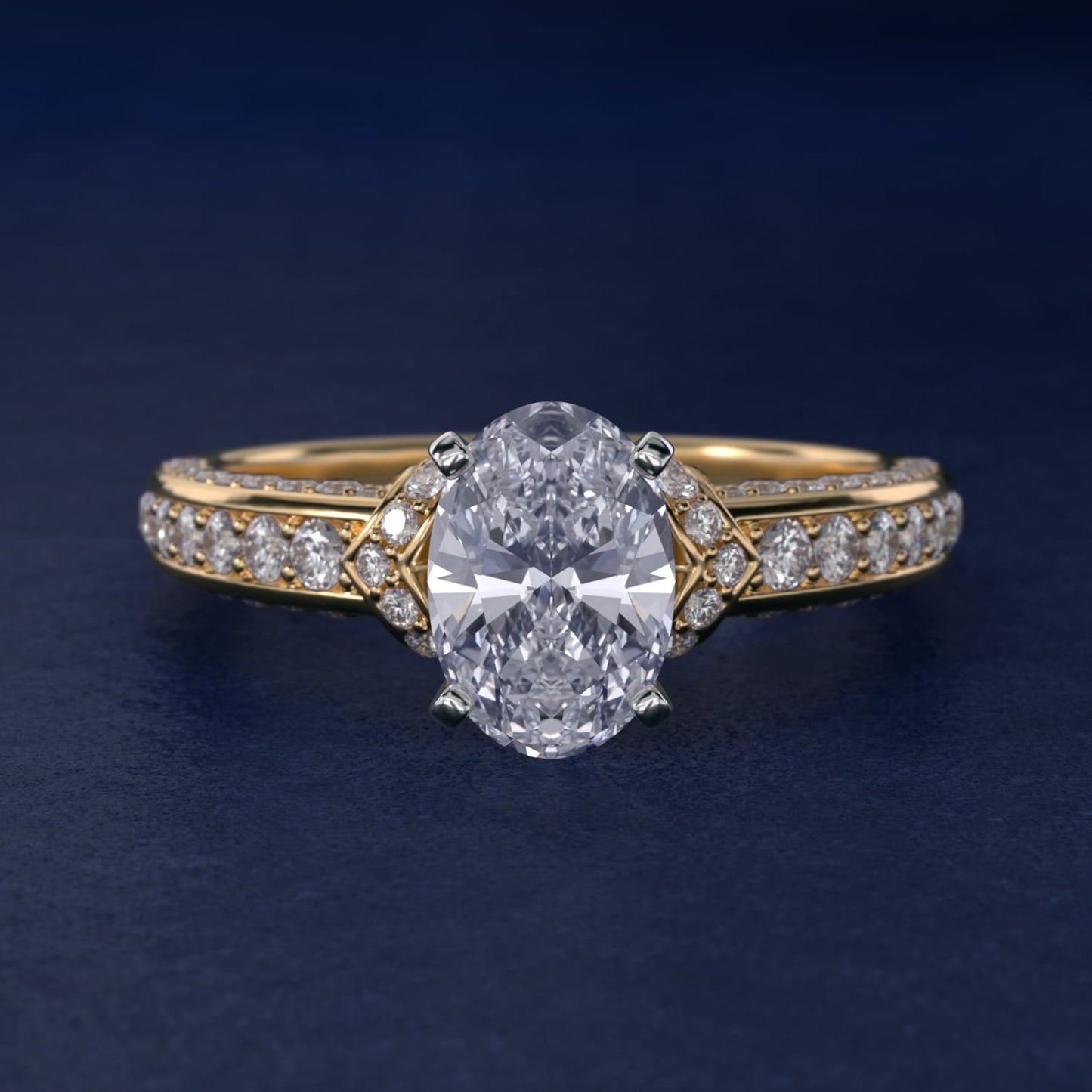 Blue Nile Studio Imperial MicropavŽ Diamond Engagement Ring in 14K Yellow Gold (3/8 ct. tw.) - Oval Center