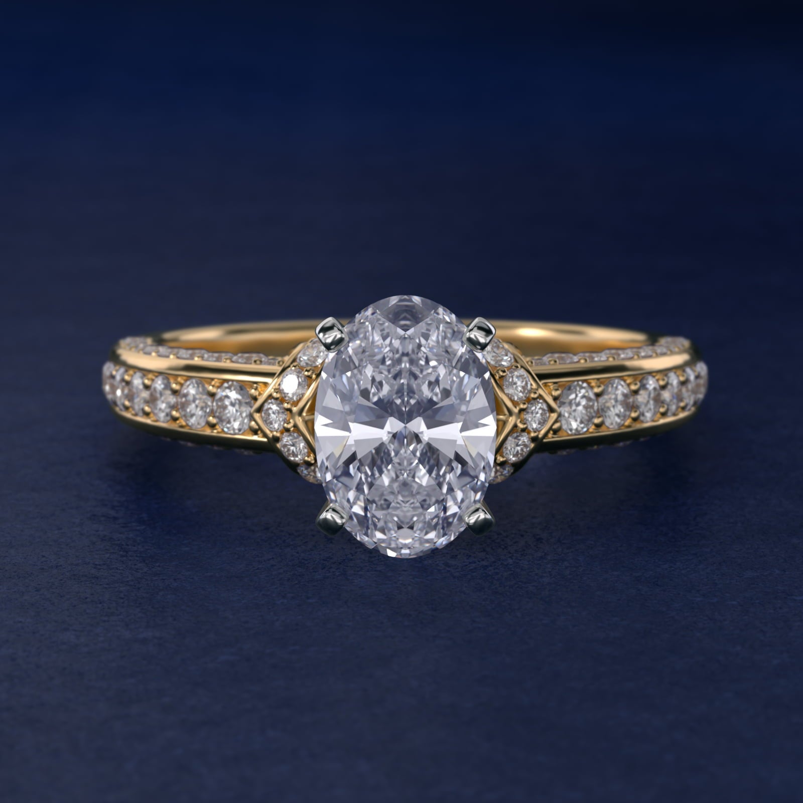 Blue Nile Studio Imperial Micropav? Diamond Engagement Ring in 18k Yellow Gold (3/8 ct. tw.) - Oval Center