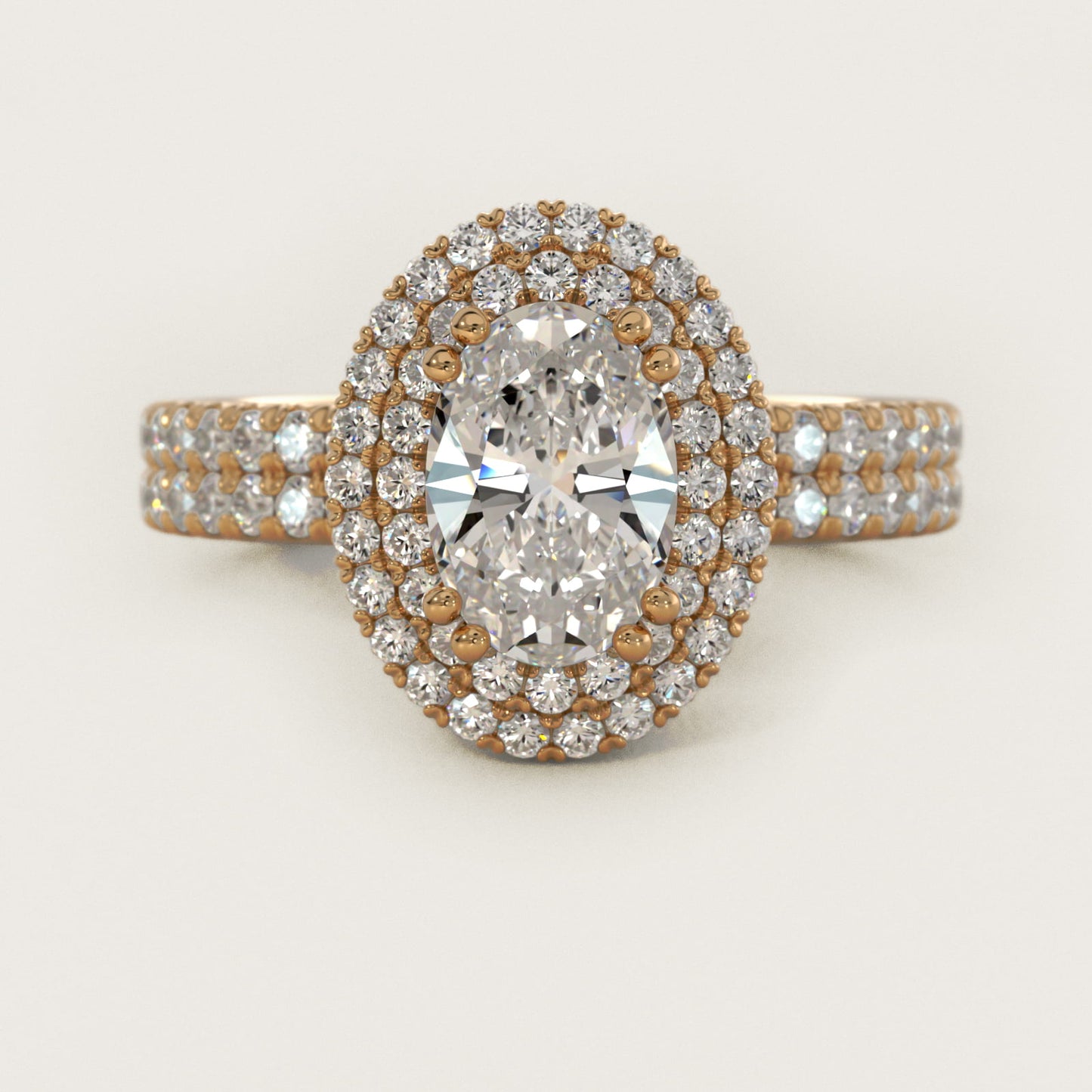 Blue Nile Studio Double Halo Gala Diamond Engagement Ring in 14K Yellow Gold (7/8 ct. tw.) - Oval Center