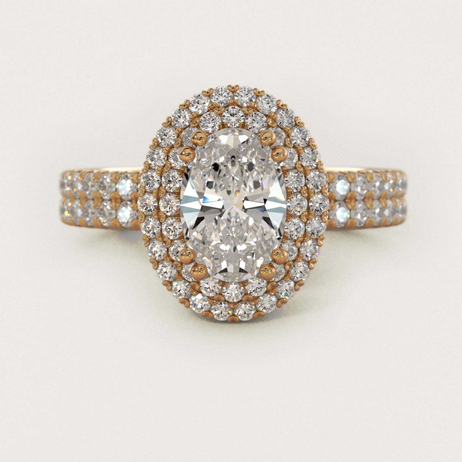 Blue Nile Studio Double Halo Gala Diamond Engagement Ring in 14K Yellow Gold (7/8 ct. tw.) - Oval Center