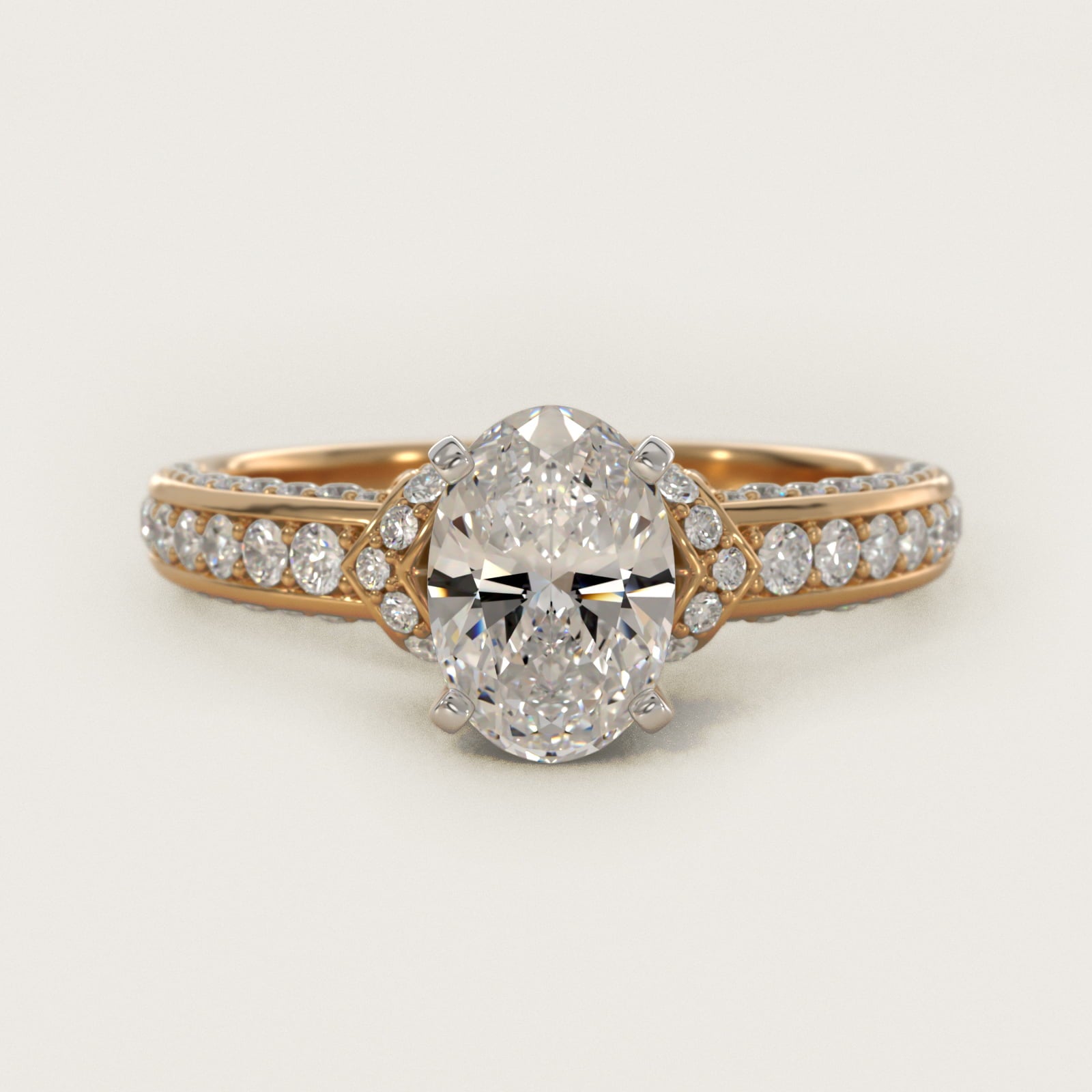 Blue Nile Studio Imperial MicropavŽ Diamond Engagement Ring in 14K Yellow Gold (3/8 ct. tw.) - Oval Center