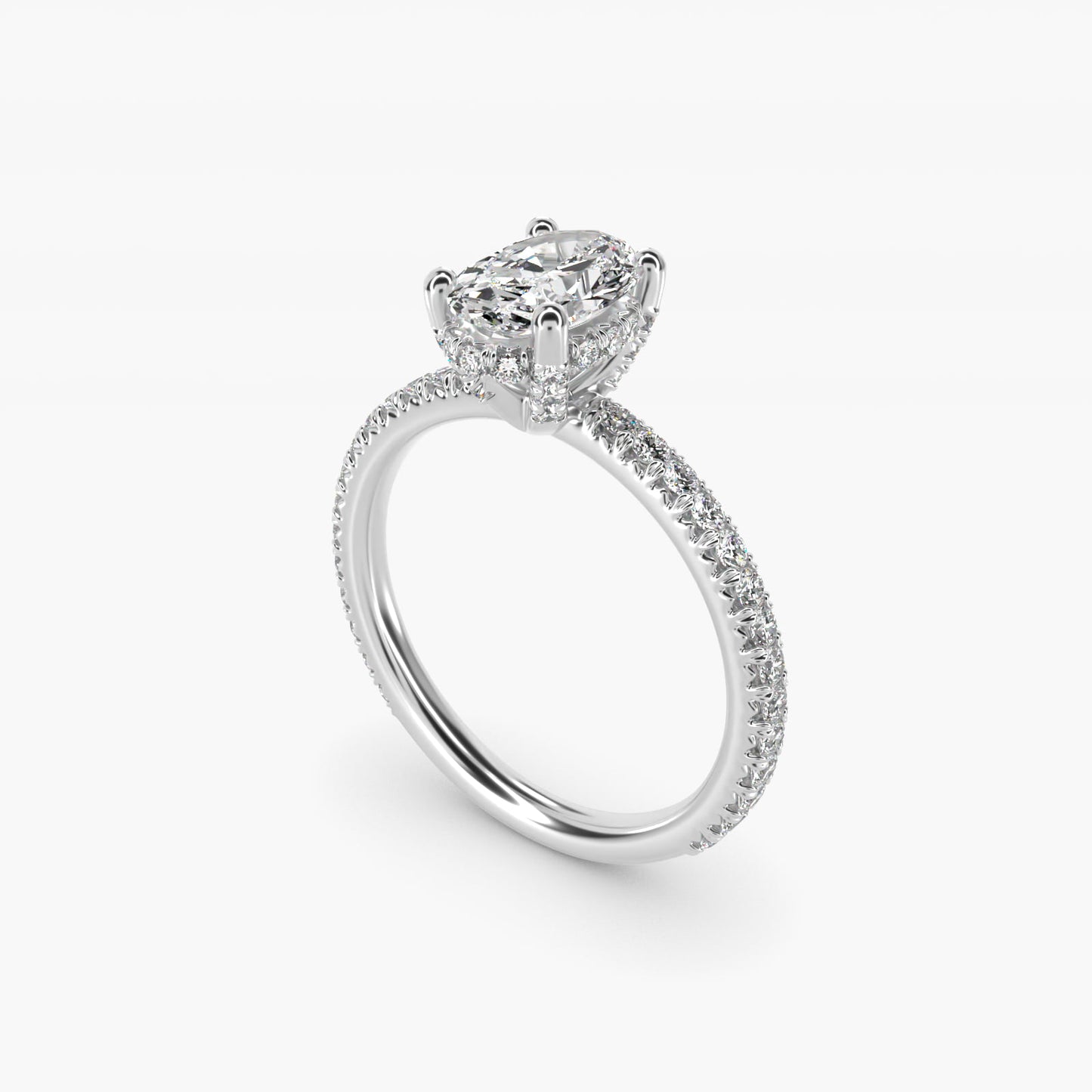 Blue Nile Studio Petite French PavŽ Crown Diamond Engagement Ring in Platinum (1/3 ct. tw.) - Oval Center