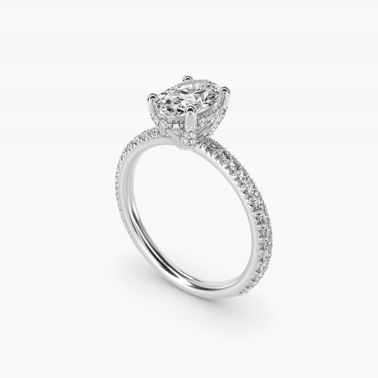 Blue Nile Studio French Pav? Diamond Crown Solitaire Engagement Ring in Platinum (1/6 ct. tw.) - Oval Center