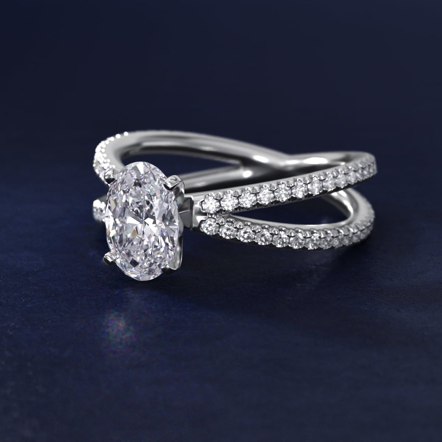 Blue Nile Studio Empress Diamond Engagement Ring in Platinum (1/3 ct. tw.) - Oval Center