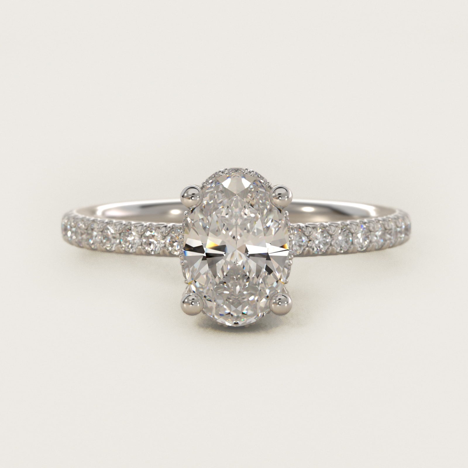 Blue Nile Studio Petite French PavŽ Crown Diamond Engagement Ring in Platinum (1/3 ct. tw.) - Oval Center