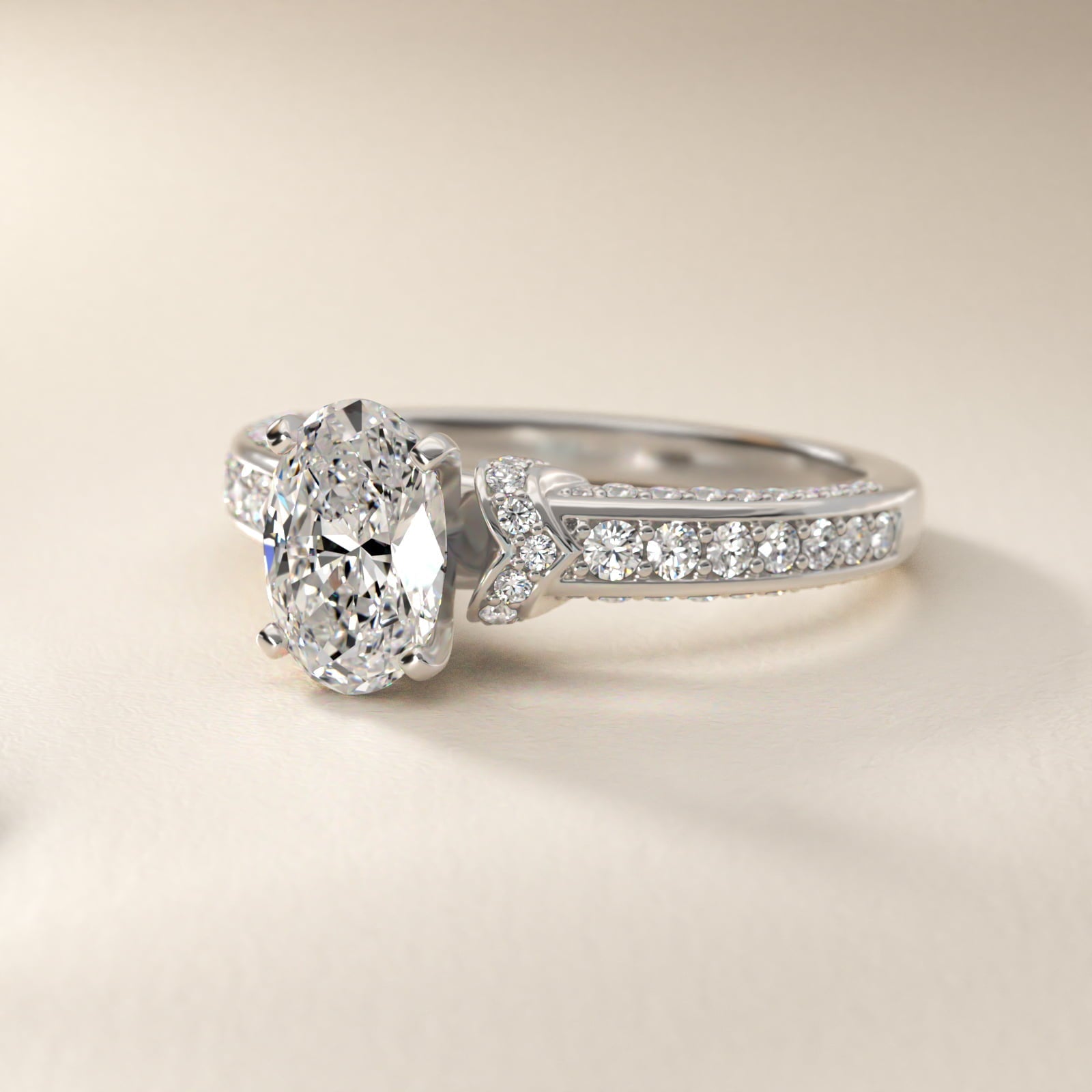 Blue Nile Studio Imperial Micropav? Diamond Engagement Ring in Platinum (3/8 ct. tw.) - Oval Center