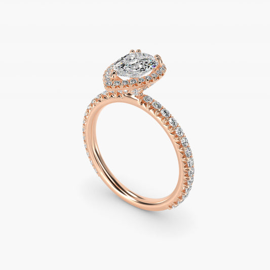Blue Nile Studio Heiress Halo Diamond Engagement Ring in 14k Rose Gold - Pear Center