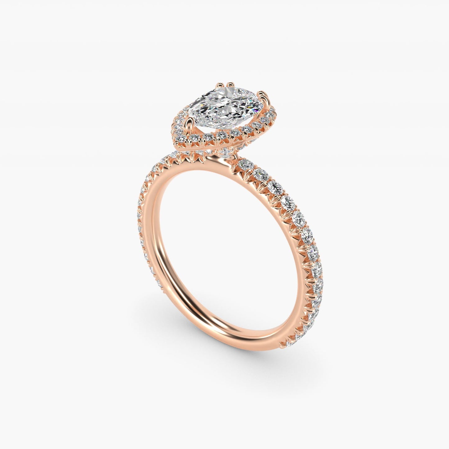 Blue Nile Studio Imperial Micropav? Diamond Engagement Ring in 18k Rose Gold (3/8 ct. tw.) - Pear Center
