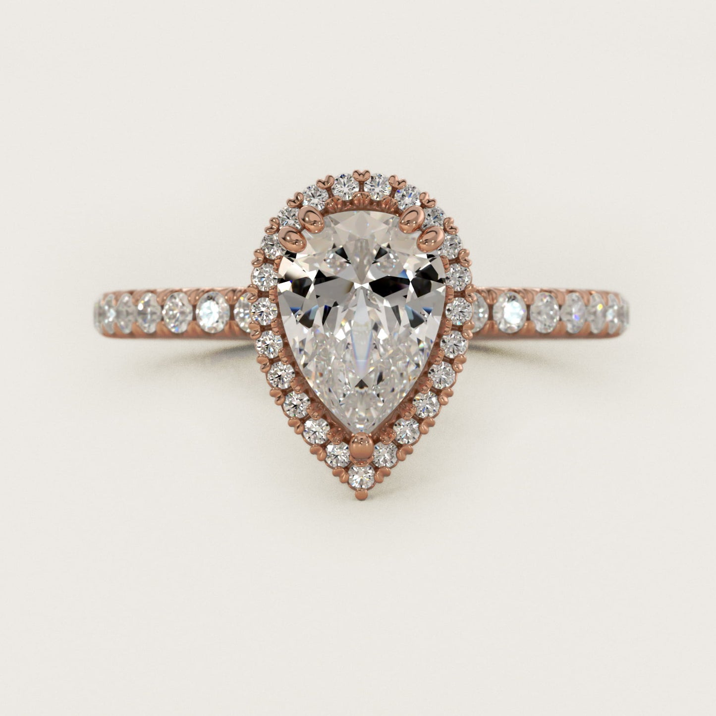 Blue Nile Studio Heiress Halo Diamond Engagement Ring in 18k Rose Gold - Pear Center