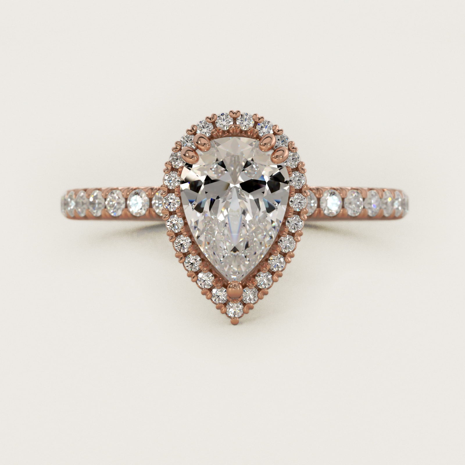 Blue Nile Studio Heiress Halo Diamond Engagement Ring in 18k Rose Gold - Pear Center