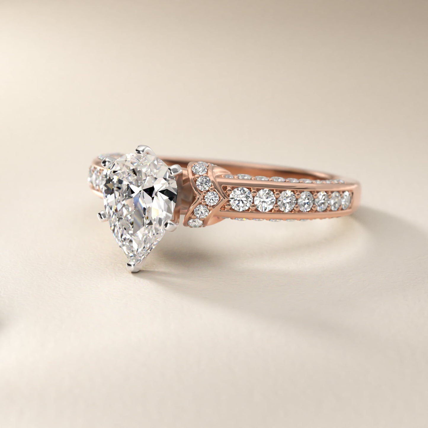 Blue Nile Studio Imperial MicropavŽ Diamond Engagement Ring in 14k Rose Gold (3/8 ct. tw.) - Pear Center