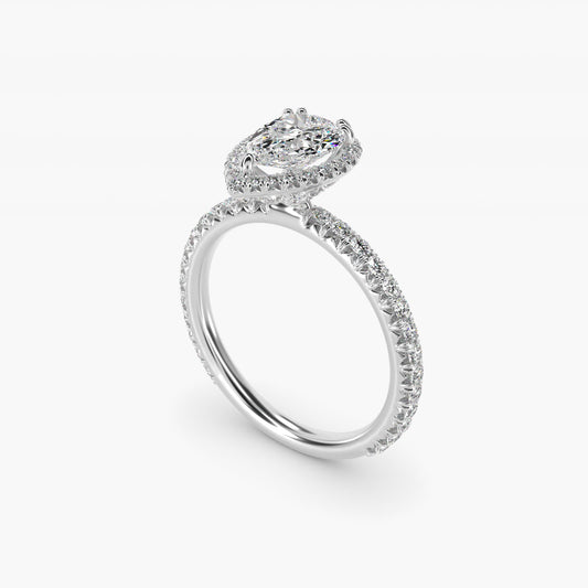 Blue Nile Studio Heiress Halo Diamond Engagement Ring in 14K White Gold - Pear Center