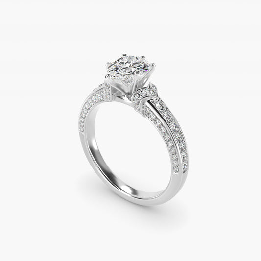 Blue Nile Studio Imperial MicropavŽ Diamond Engagement Ring in 14k White Gold (3/8 ct. tw.) - Pear Center