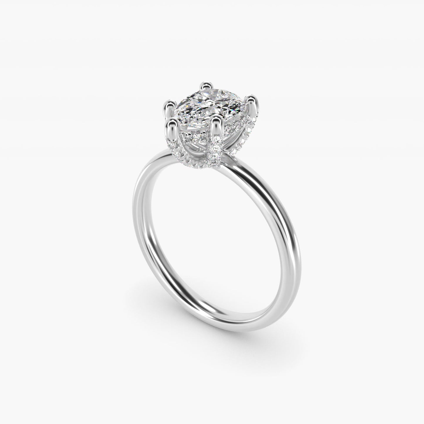 Blue Nile Studio French PavŽ Diamond Crown Solitaire Engagement Ring in 14k White Gold (1/6 ct. tw.) - Pear Center