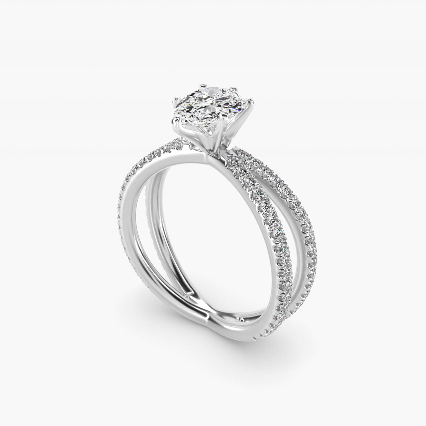 Blue Nile Studio Empress Diamond Engagement Ring in 18k White Gold (1/3 ct. tw.) - Pear Center