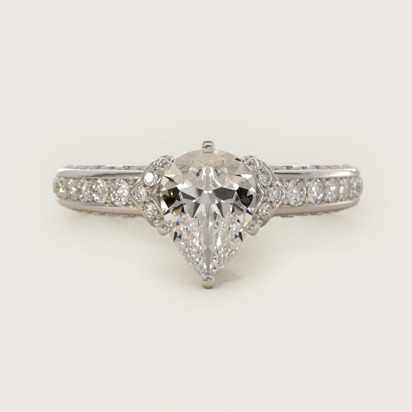 Blue Nile Studio Imperial MicropavŽ Diamond Engagement Ring in 14k White Gold (3/8 ct. tw.) - Pear Center