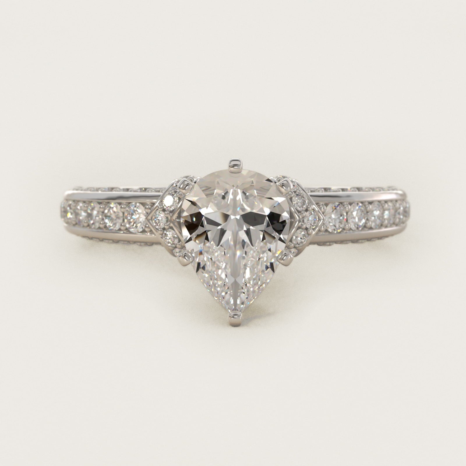 Blue Nile Studio Imperial MicropavŽ Diamond Engagement Ring in 14k White Gold (3/8 ct. tw.) - Pear Center