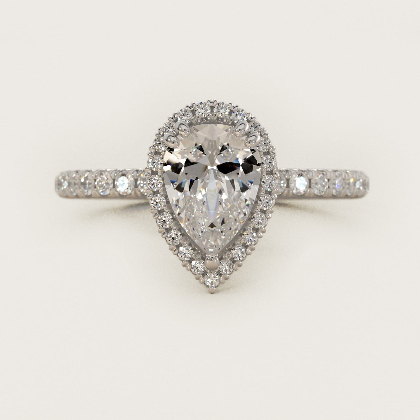 Blue Nile Studio Heiress Halo Diamond Engagement Ring in 14K White Gold - Pear Center