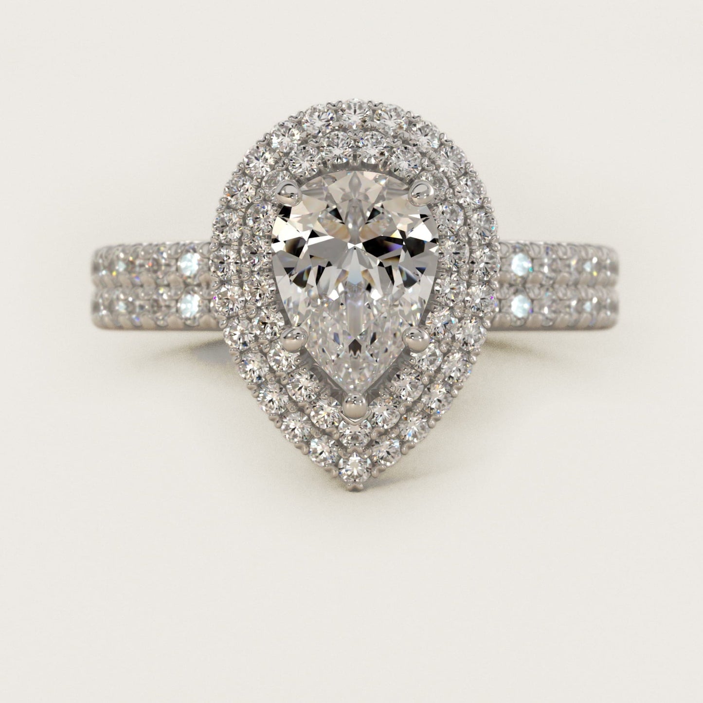 Blue Nile Studio Imperial Micropav? Diamond Engagement Ring in 18k White Gold (3/8 ct. tw.) - Pear Center