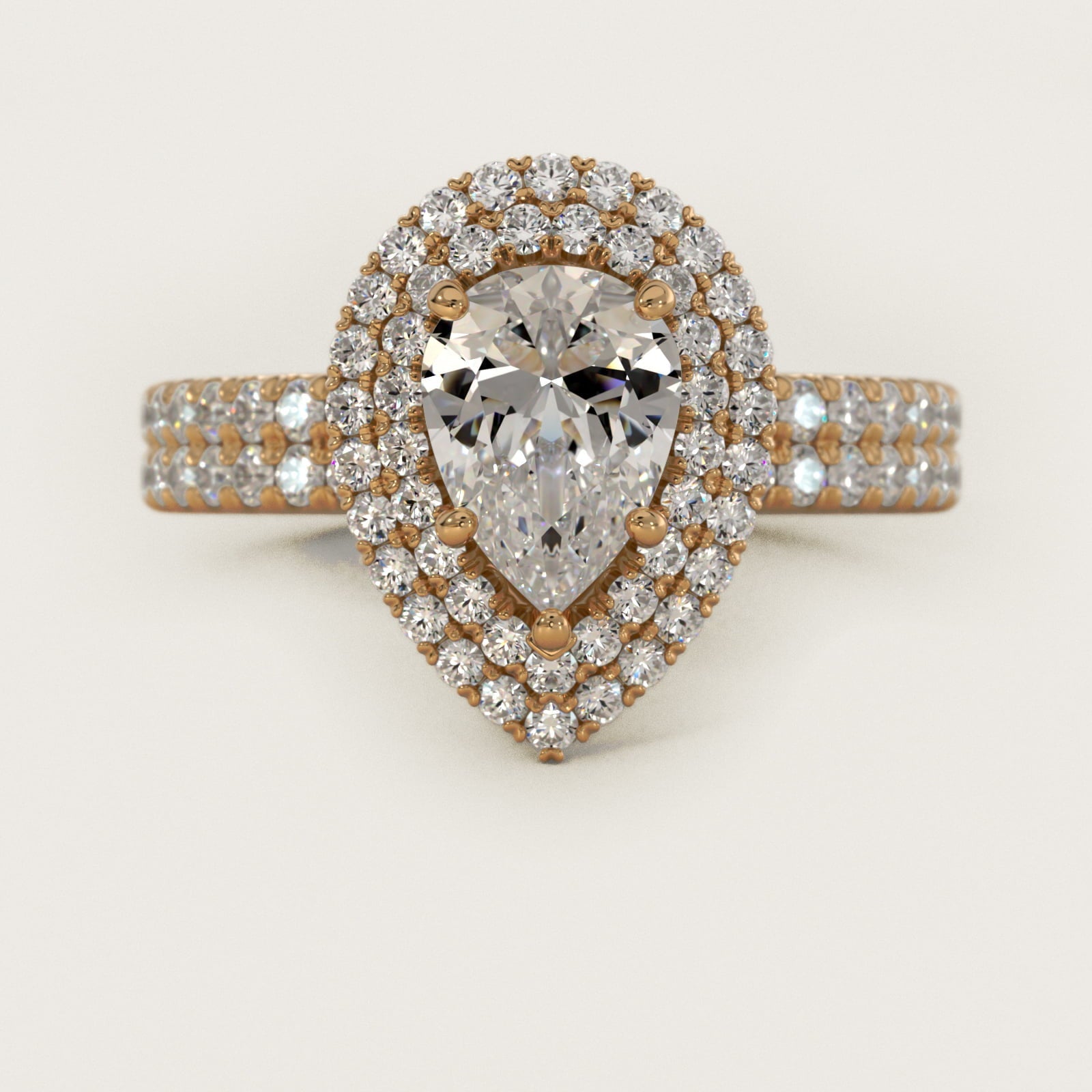 Blue Nile Studio Imperial Micropav? Diamond Engagement Ring in 18k Yellow Gold (3/8 ct. tw.) - Pear Center