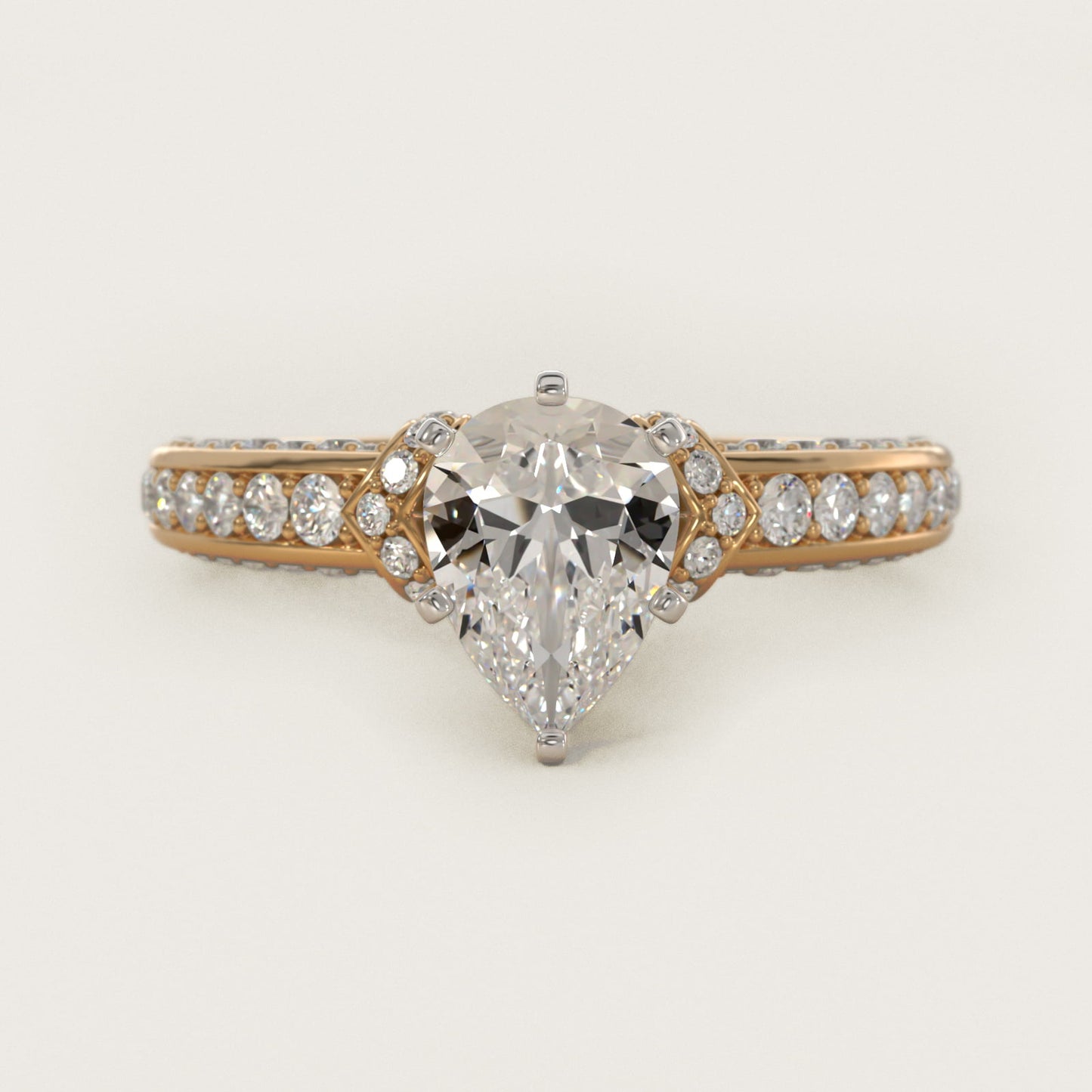 Blue Nile Studio Imperial MicropavŽ Diamond Engagement Ring in 14K Yellow Gold (3/8 ct. tw.) - Pear Center