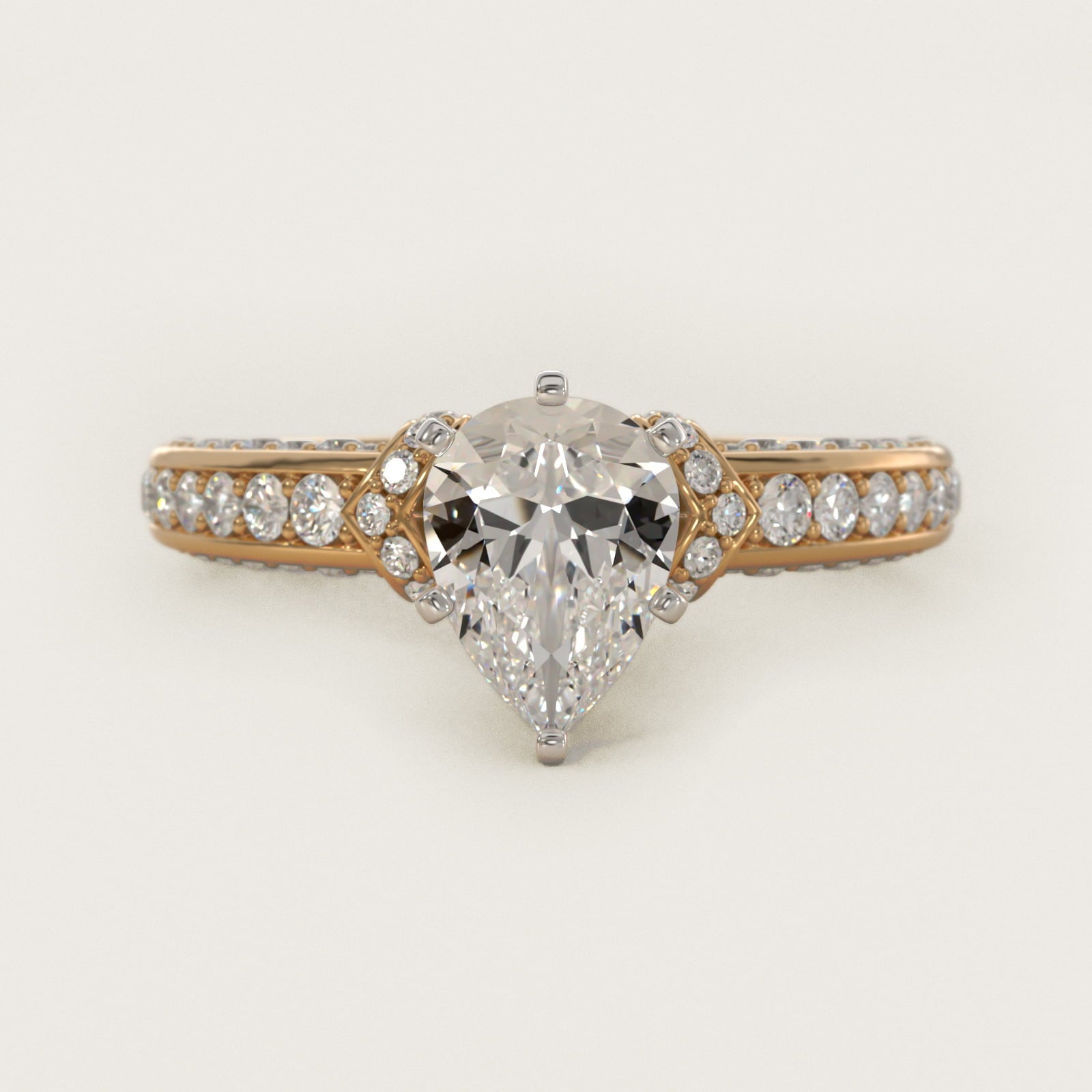 Blue Nile Studio Imperial MicropavŽ Diamond Engagement Ring in 14K Yellow Gold (3/8 ct. tw.) - Pear Center