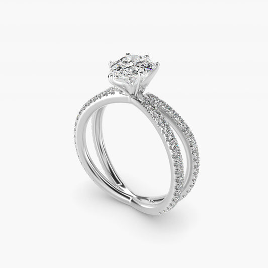 Blue Nile Studio Empress Diamond Engagement Ring in Platinum (1/3 ct. tw.) - Pear Center