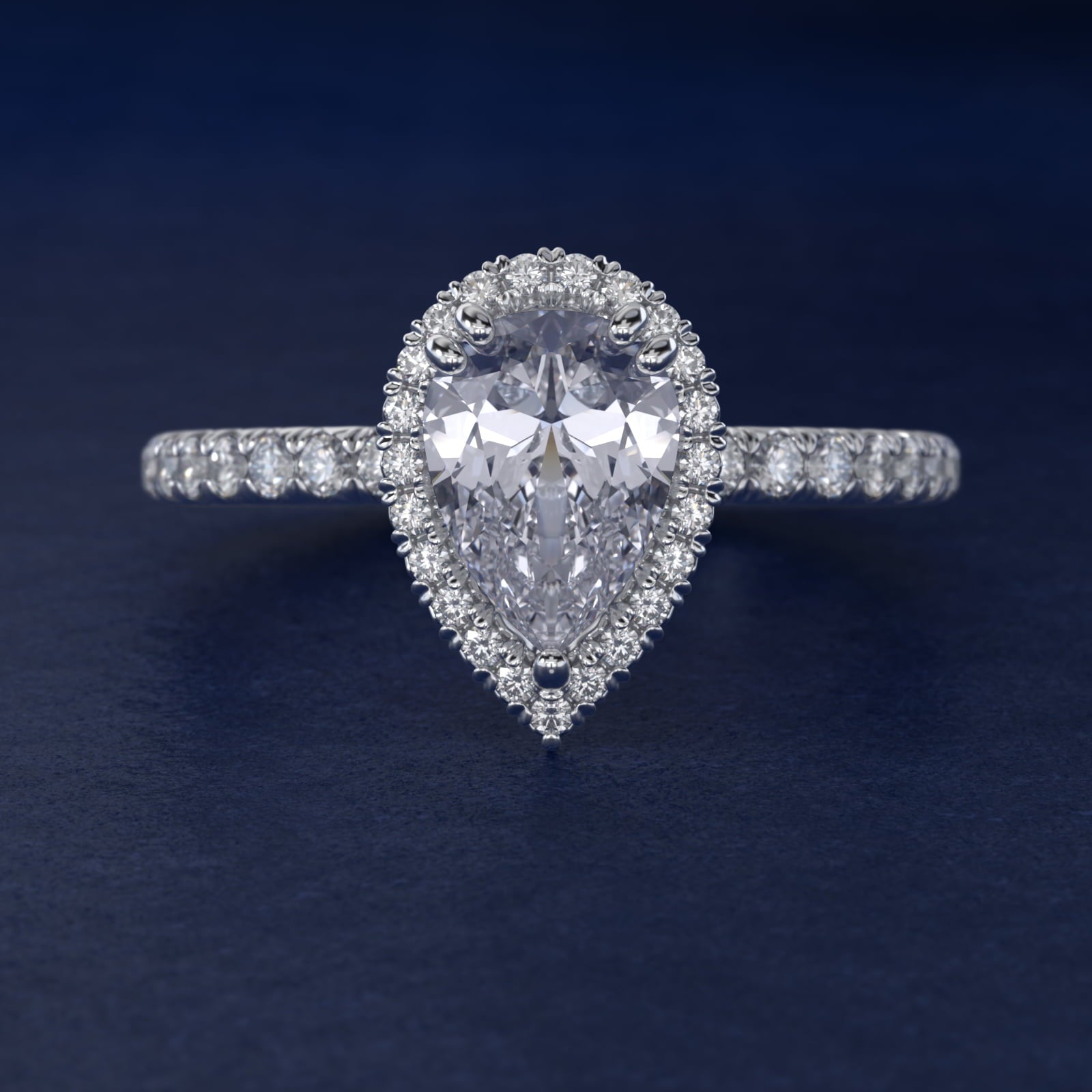 Blue Nile Studio Heiress Halo Diamond Engagement Ring in Platinum (3/8 ct. tw.) - Pear Center