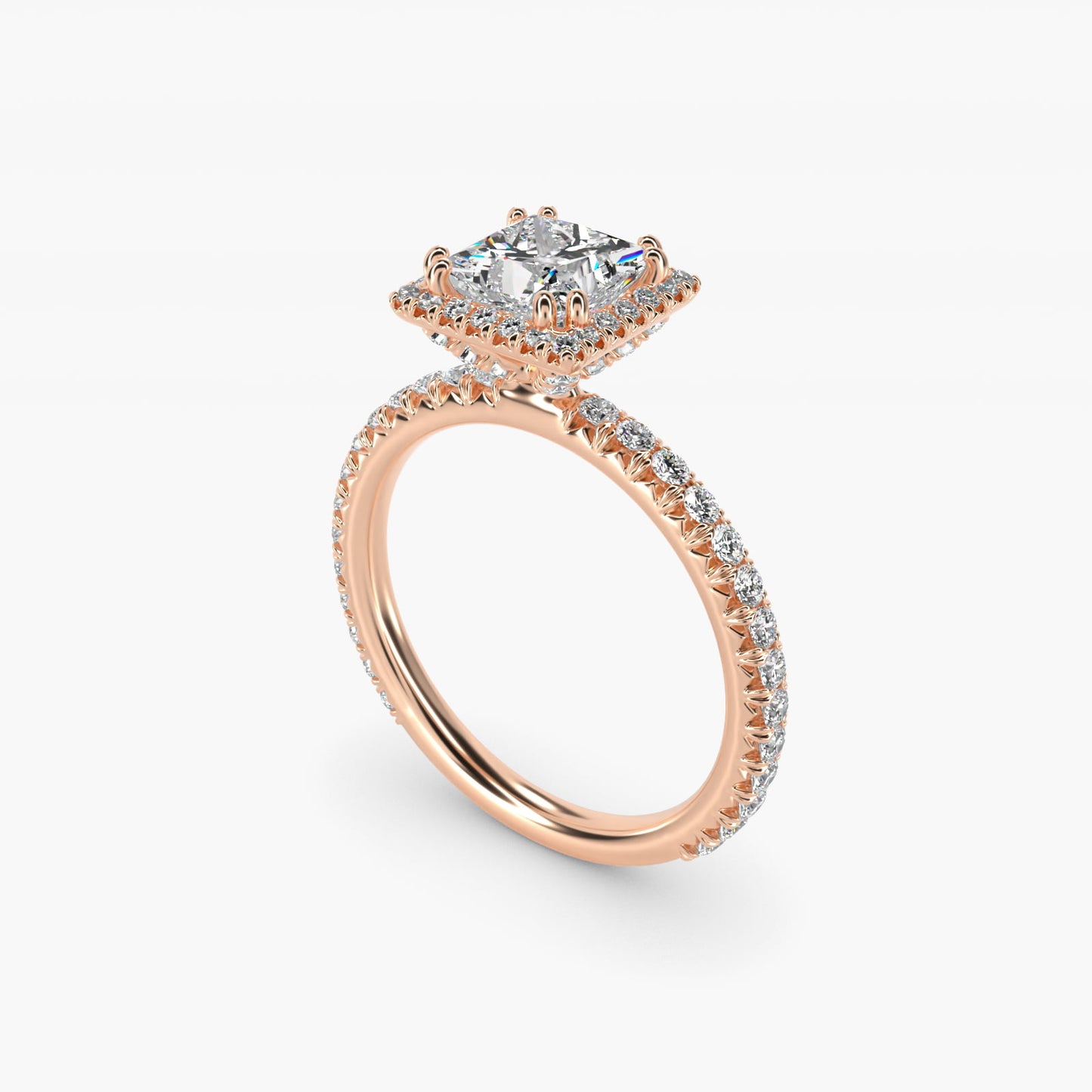 Blue Nile Studio Heiress Halo Diamond Engagement Ring in 18k Rose Gold - Princess Center