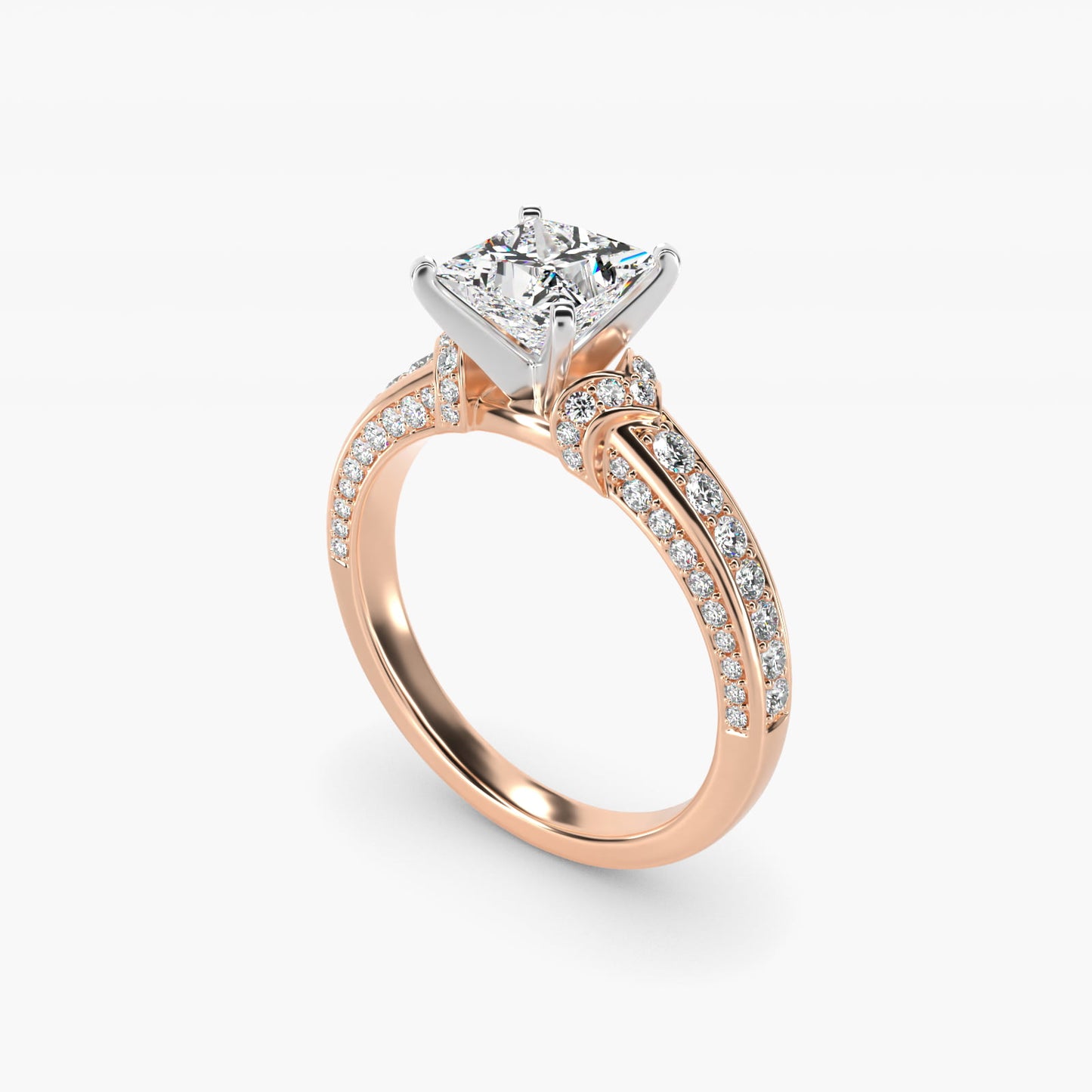 Blue Nile Studio Imperial MicropavŽ Diamond Engagement Ring in 14k Rose Gold (3/8 ct. tw.) - Princess Center