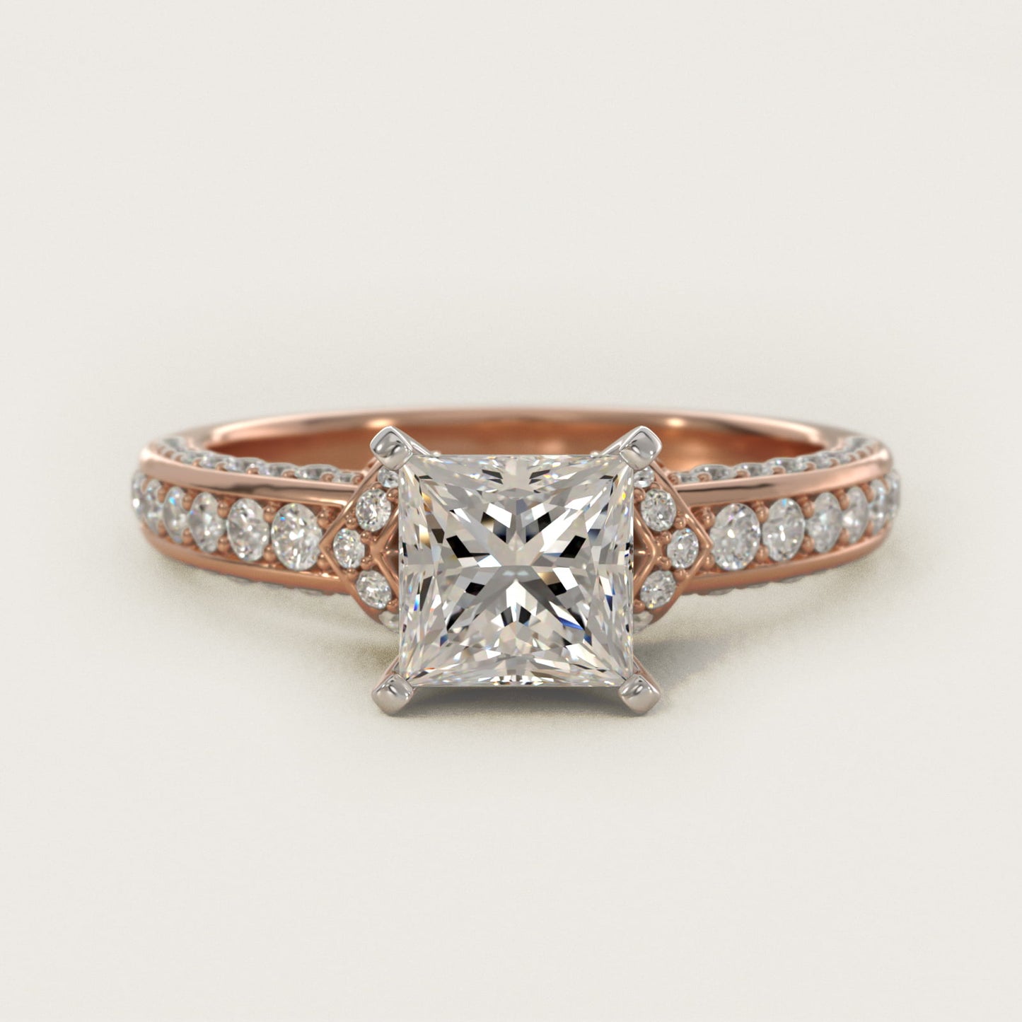 Blue Nile Studio Imperial MicropavŽ Diamond Engagement Ring in 14k Rose Gold (3/8 ct. tw.) - Princess Center