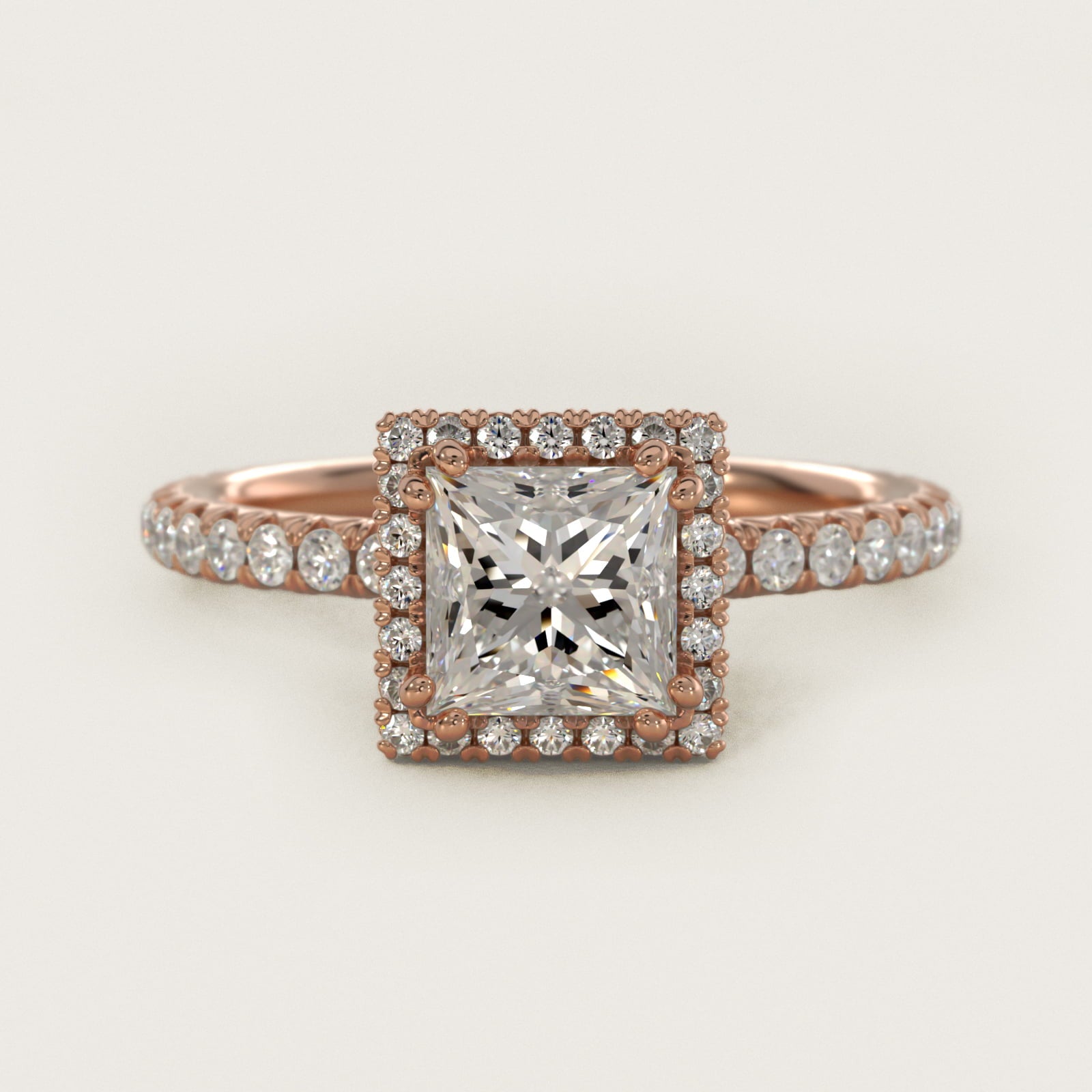 Blue Nile Studio Heiress Halo Diamond Engagement Ring in 14k Rose Gold - Princess Center
