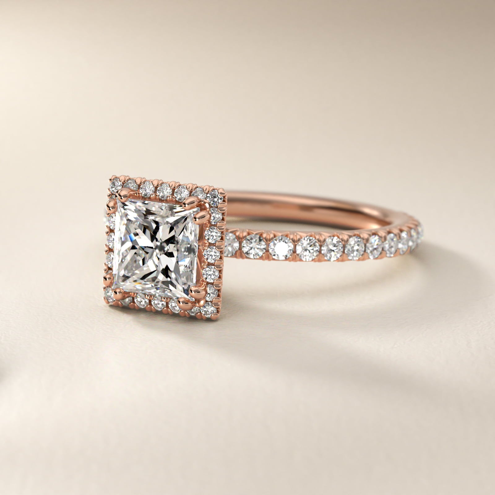 Blue Nile Studio Heiress Halo Diamond Engagement Ring in 18k Rose Gold - Princess Center