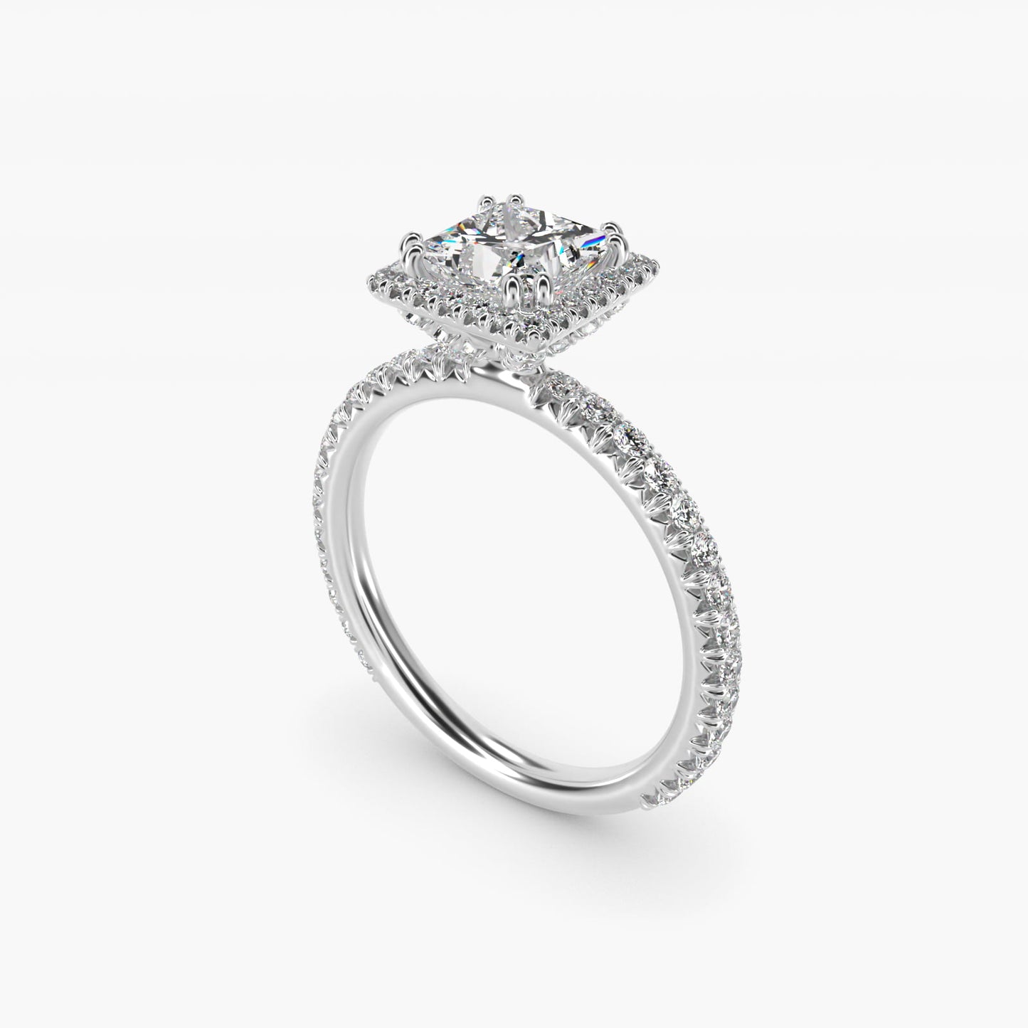 Blue Nile Studio Heiress Halo Diamond Engagement Ring in 14K White Gold - Princess Center