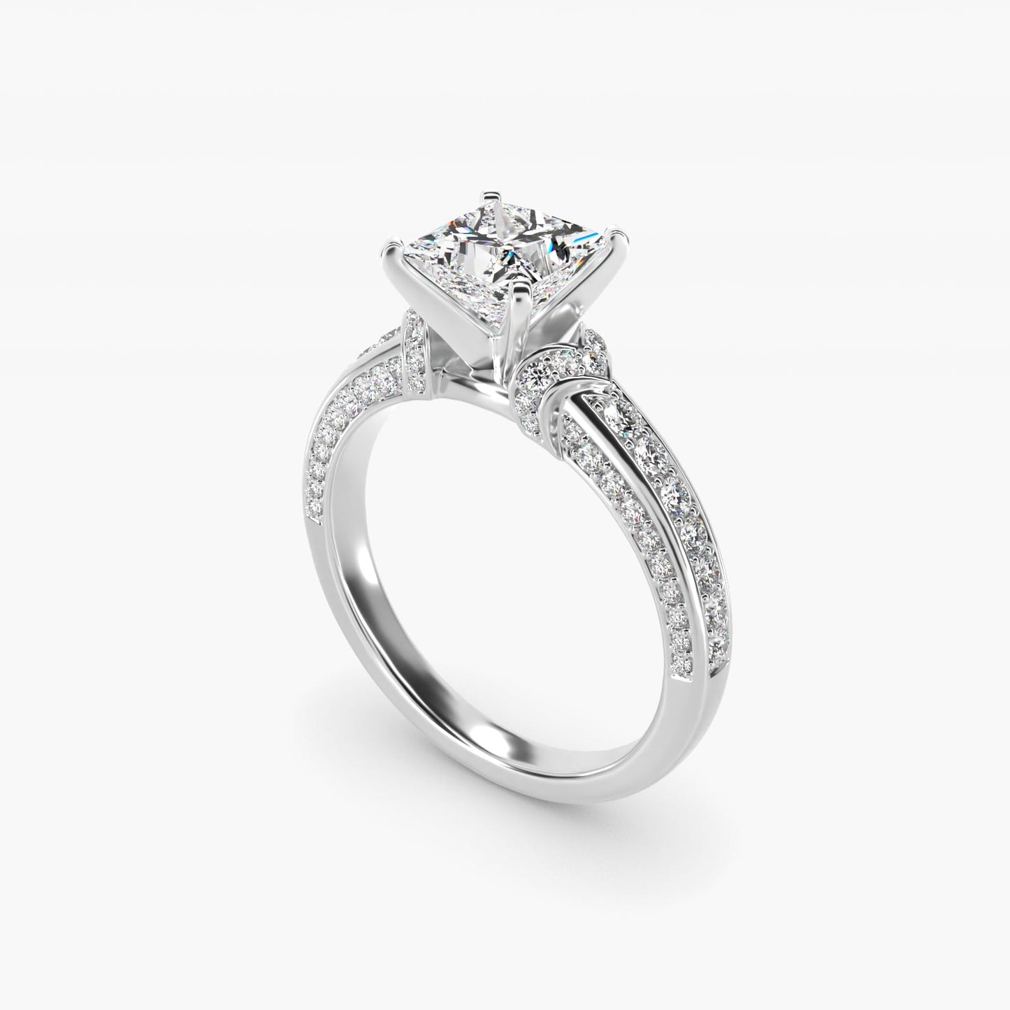 Blue Nile Studio Imperial MicropavŽ Diamond Engagement Ring in 14k White Gold (3/8 ct. tw.) - Princess Center