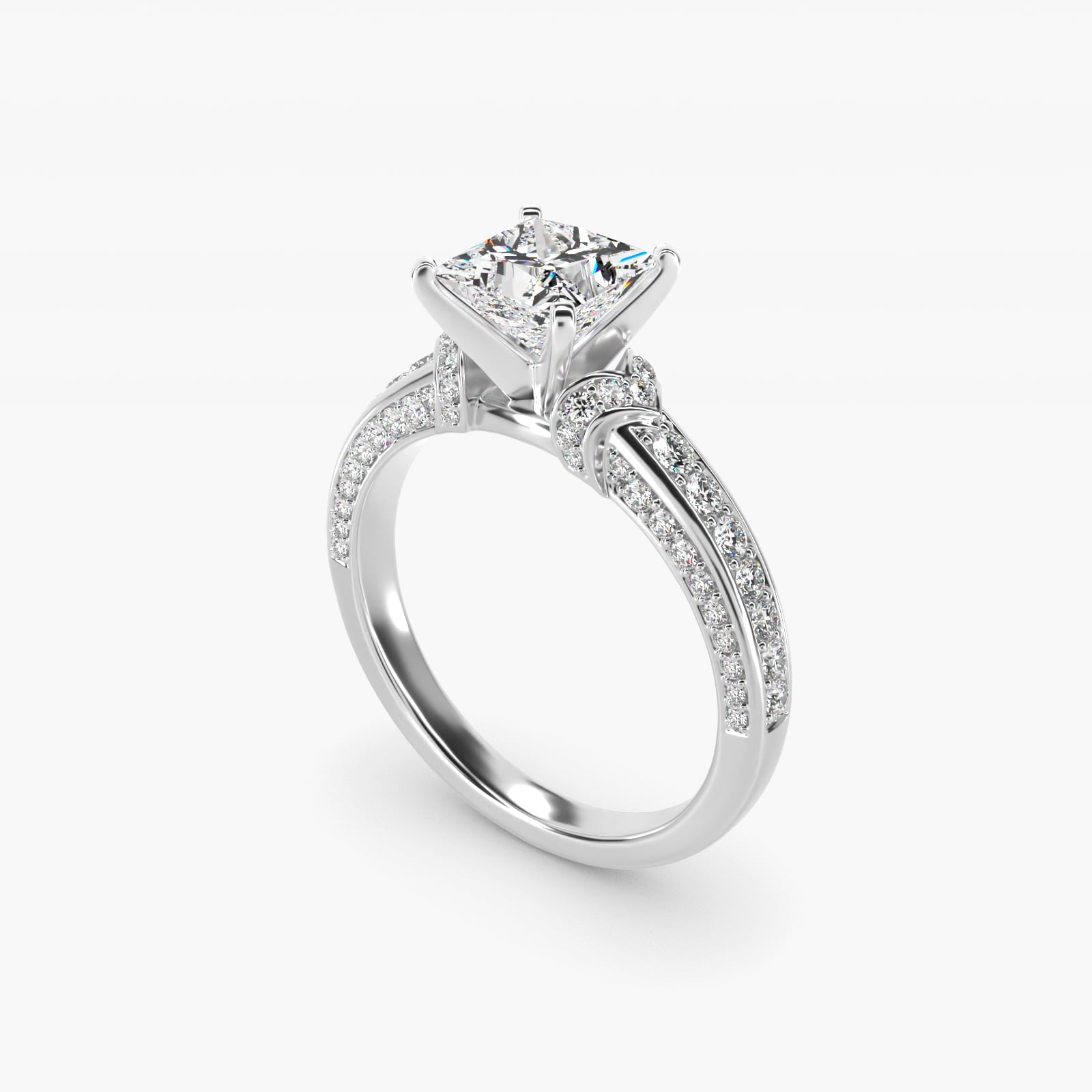 Blue Nile Studio Imperial MicropavŽ Diamond Engagement Ring in 14k White Gold (3/8 ct. tw.) - Princess Center