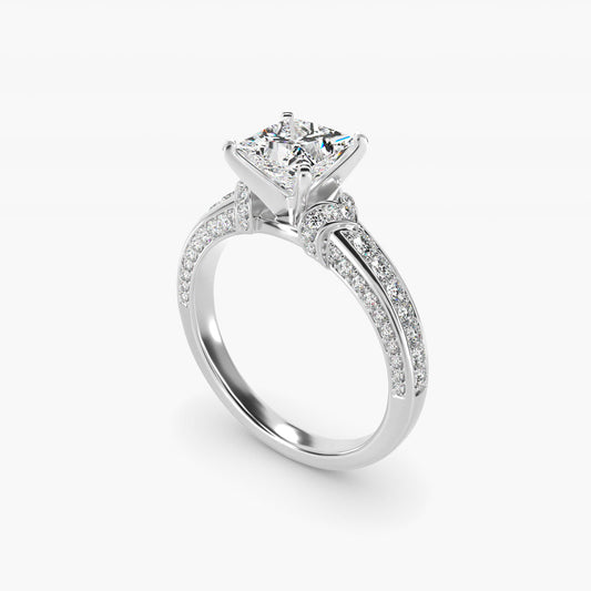 Blue Nile Studio Imperial MicropavŽ Diamond Engagement Ring in 14k White Gold (3/8 ct. tw.) - Princess Center