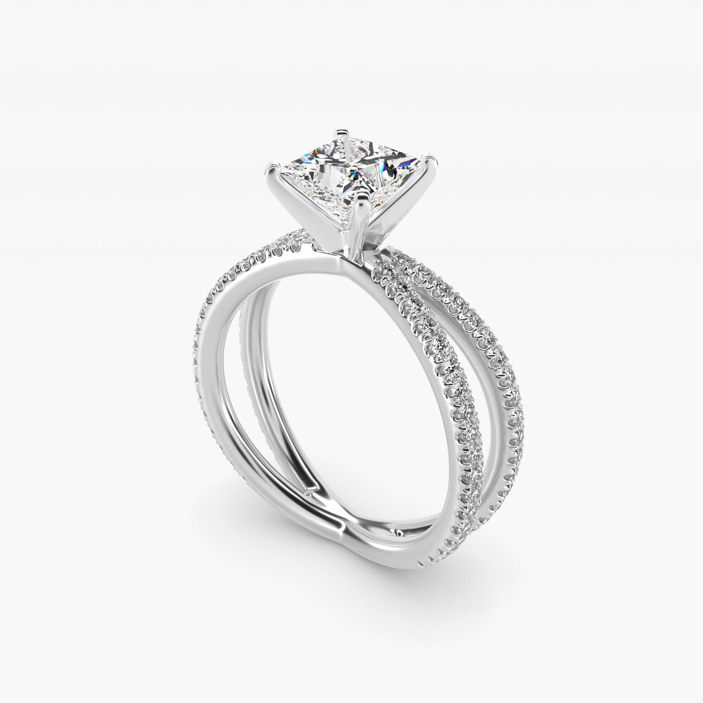 Blue Nile Studio Empress Diamond Engagement Ring in 14k White Gold (1/3 ct. tw.) - Princess Center