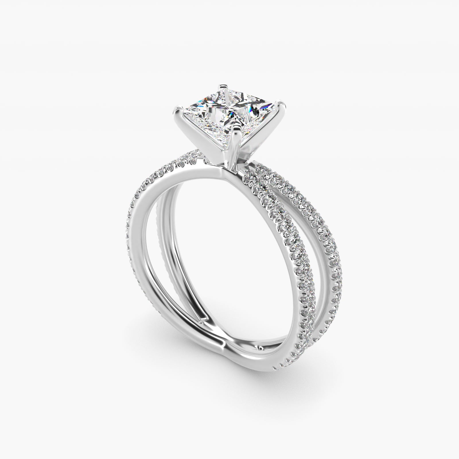Blue Nile Studio Empress Diamond Engagement Ring in 14k White Gold (1/3 ct. tw.) - Princess Center