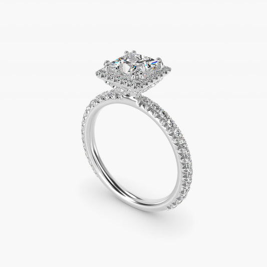 Blue Nile Studio Heiress Halo Diamond Engagement Ring in 18k White Gold - Princess Center