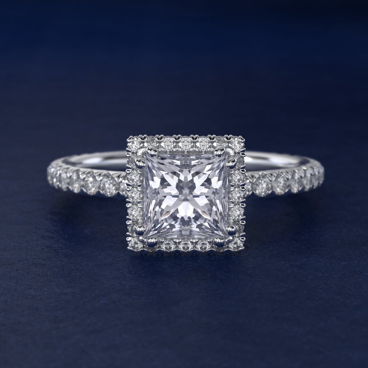 Blue Nile Studio Heiress Halo Diamond Engagement Ring in 14K White Gold - Princess Center