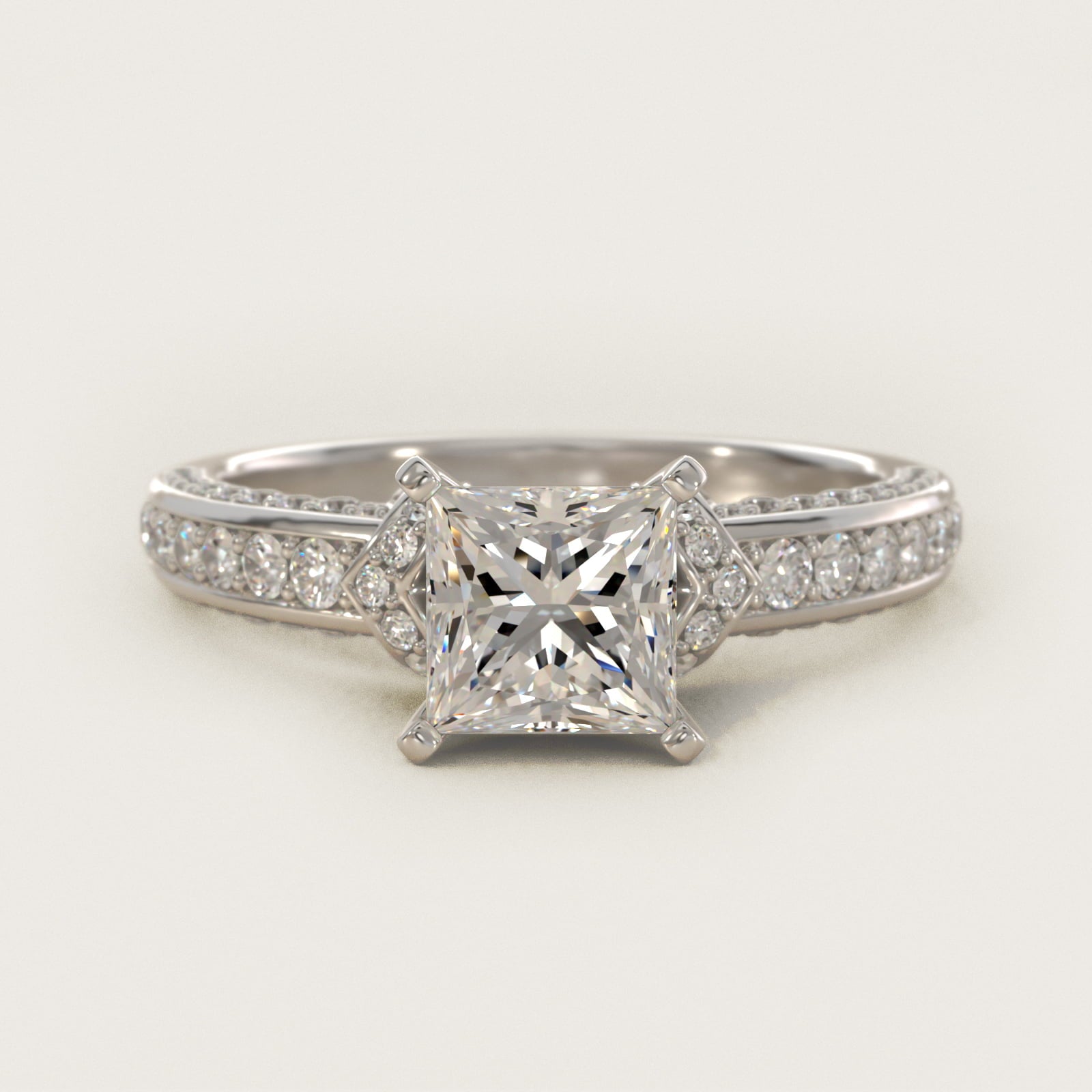 Blue Nile Studio Imperial MicropavŽ Diamond Engagement Ring in 14k White Gold (3/8 ct. tw.) - Princess Center
